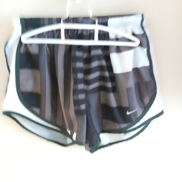 Nike Black and White Athletic Shorts with Dolphin Hem - Picture 1 of 3